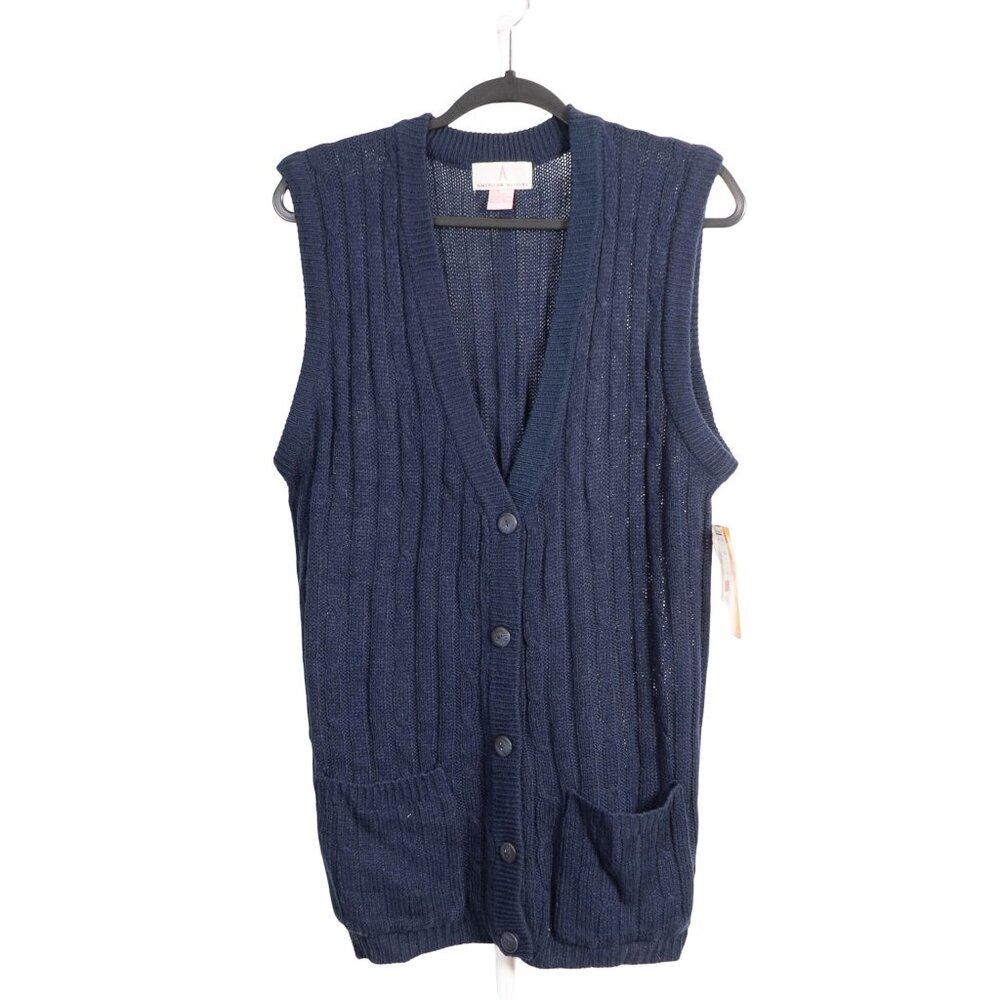 VTG Sweater Vest S Womens Knit Buttons Pockets 90s Academia Long Cottagecore NEW